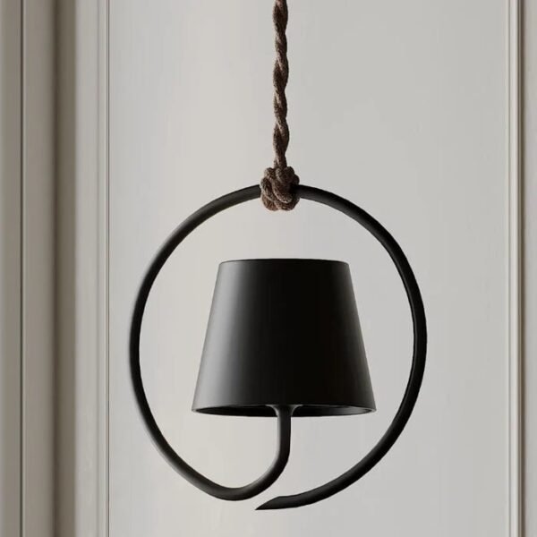 Bezprzewodowa Lampa wisząca nowoczesna LED – minimalistyczna oprawa w geometrycznej formie – Czarny