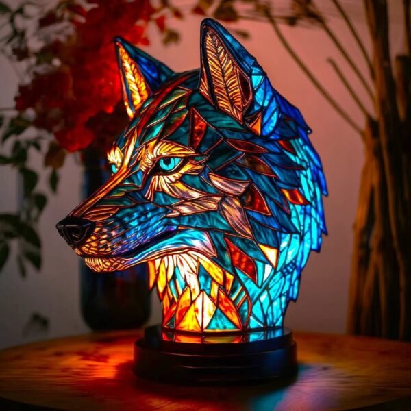 Artystyczna lampa stołowa w kształcie zwierzęcia – Wilk