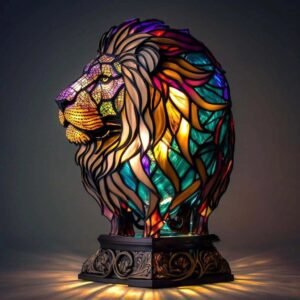 Artystyczna lampa stołowa w kształcie zwierzęcia – Lew