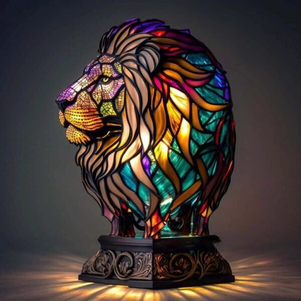 Artystyczna lampa stołowa w kształcie zwierzęcia – Lew