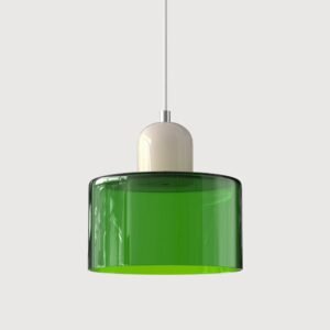 Nowoczesna lampa wisząca z kolorowego szkła w stylu Bauhaus – Zielony i biały