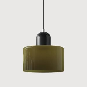 Nowoczesna lampa wisząca z kolorowego szkła w stylu Bauhaus – Ciemnozielony i czarny