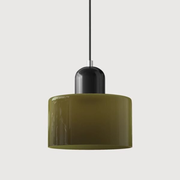 Nowoczesna lampa wisząca z kolorowego szkła w stylu Bauhaus – Ciemnozielony i czarny