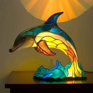 Artystyczna lampa stołowa w kształcie zwierzęcia – Delfin