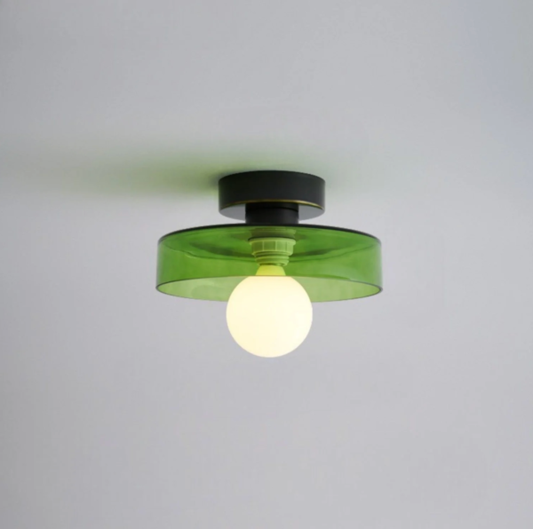 Nowoczesna lampa sufitowa LED – minimalistyczny plafon z okrągłym kloszem – Zielony / Czarny
