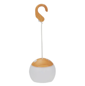 Przenośna lampa biwakowa LED z uchwytem – styl outdoor & scandi – Drewniany