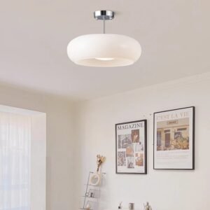 Elegancka Lampa wisząca sufitowa z kloszem szklanym – Biały