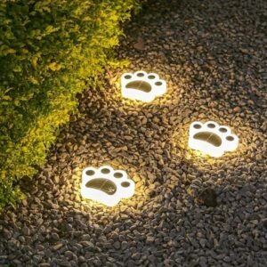 Solarna lampa ogrodowa LED – ślady łapek zwierząt – Ciepłe światło