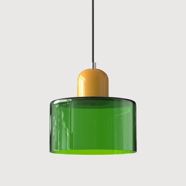 Nowoczesna lampa wisząca z kolorowego szkła w stylu Bauhaus – Zielony i złoty