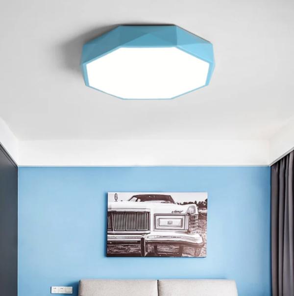 Geometryczna lampa sufitowa LED – kolorowy plafon nowoczesny – Niebieski