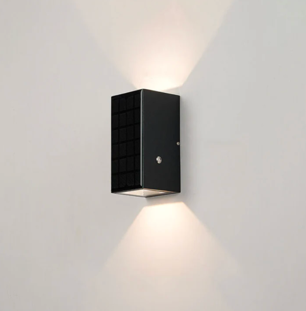 Solarna lampa ścienna LED góra-dół – nowoczesna kinkietowa oprawa elewacyjna zewnętrzna – Czarny